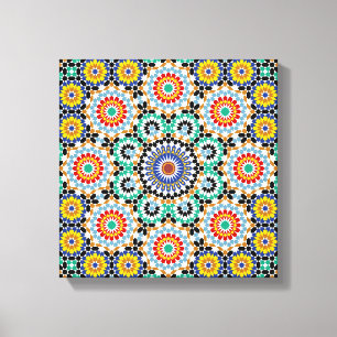 Marockanskt Mosaic Traditionellt Boho Mönster Canvastryck