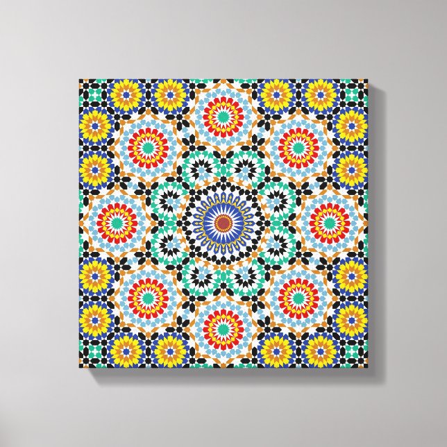 Marockanskt Mosaic Traditionellt Boho Mönster Canvastryck (Framsida)