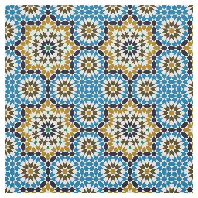 Marockanskt Mosaic Traditionellt Geometriskt Mönst Tyg (Provkarta)