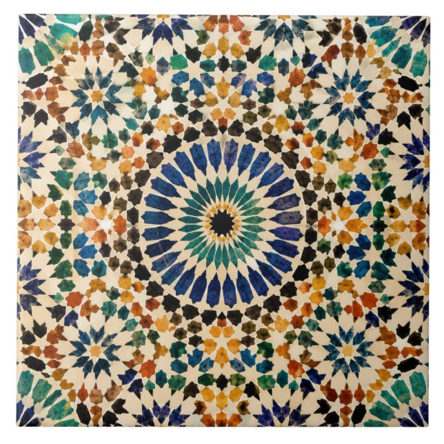 Marockanskt Mosaic Traditionellt Mönster Kakelplatta (Framsidan)