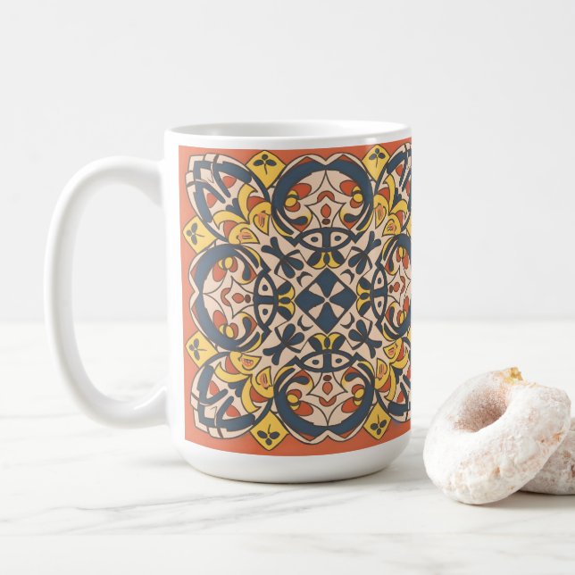 Marockanskt mosaik, mandala kaffemugg (Med munk)