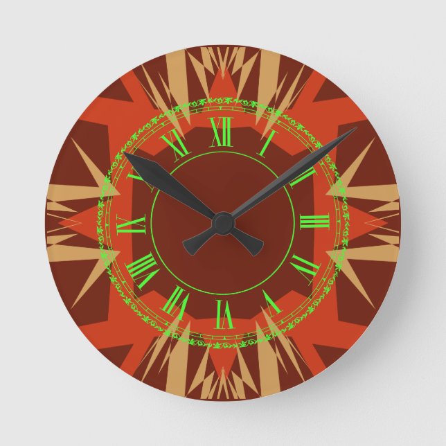 Marocko 3 färg rund klocka (Framsida)