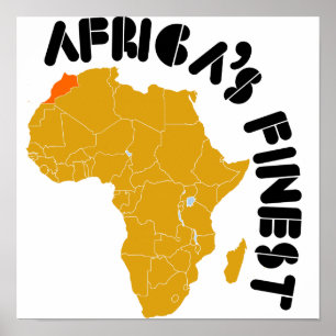 Marocko, Afrika karta Poster