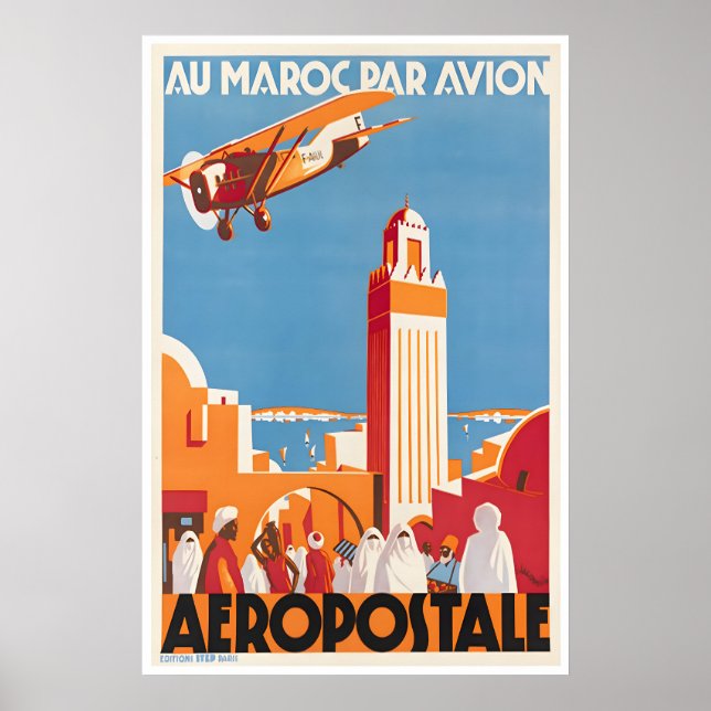 Marocko Art Aeropostale Resaaffisch Poster Marocka (Framsidan)