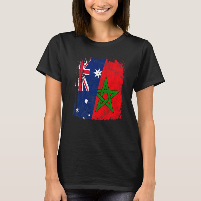 Marocko Australien Flagga T Shirt (Framsida)