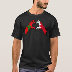 Marocko Bahrain Flagga Moroccan Bahrainian Heart T Shirt