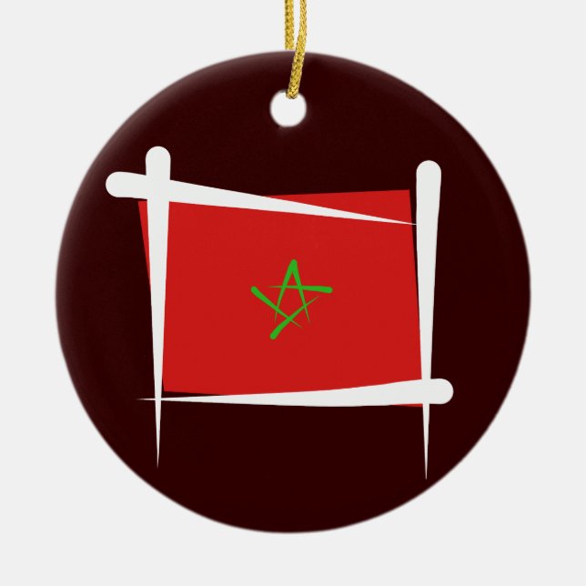 Marocko borstar flagga julgransprydnad keramik (Framsidan)