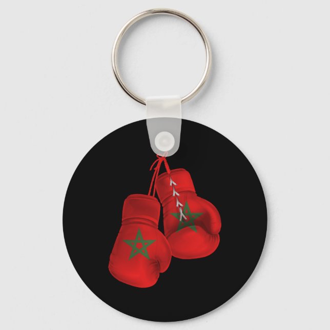 Marocko Boxinghandskar Flagga Pride Moroccan Boxin Nyckelring (Framsida)