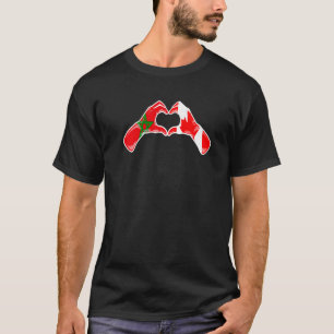 Marocko Canada Flagga Moroccan Canadian Heart 1 T Shirt