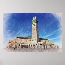 Marocko Casablanca Mosque Hassan 2 Islamic Poster
