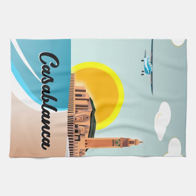 Marocko Casablanca Travel-affisch Kökshandduk (Horisontell)