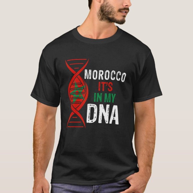 Marocko Det är i min DNA-stolpe Marockos Flagga T Shirt (Framsida)