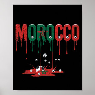 Marocko Droppande Flagga Fotboll Poster