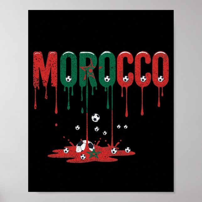 Marocko Droppande Flagga Fotboll Poster (Framsidan)