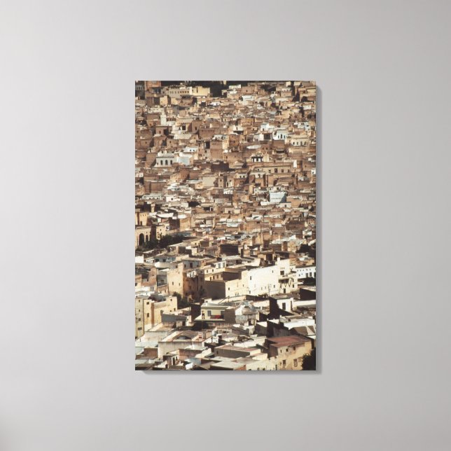 Marocko, Fes, Aerlandsvy över Cityscape Canvastryck (Framsida)