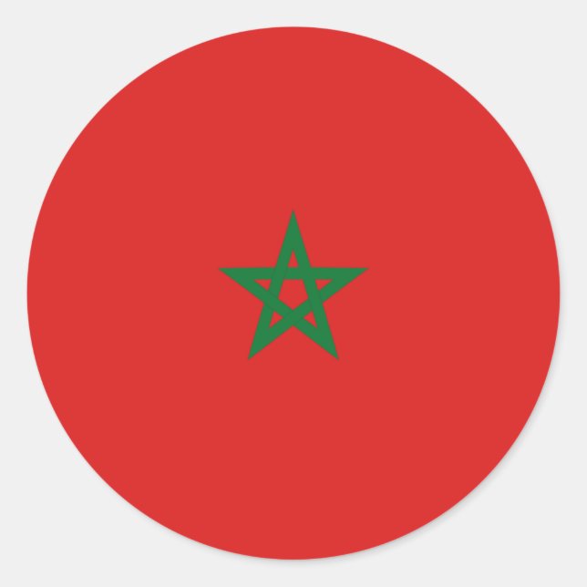 Marocko Fisheye Flagga Klistermärke (Framsida)