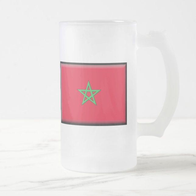 Marocko flagga frostat ölglas (Höger)