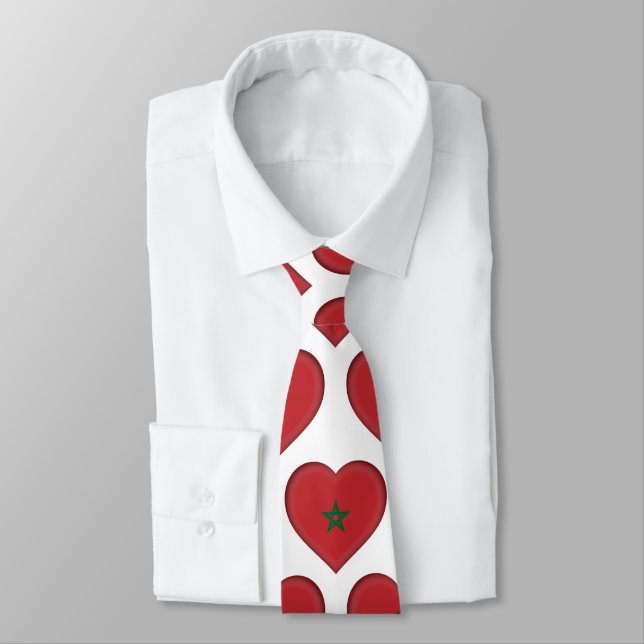 Marocko Flagga Heart Mönster Neck Tie Slips (Bunden)