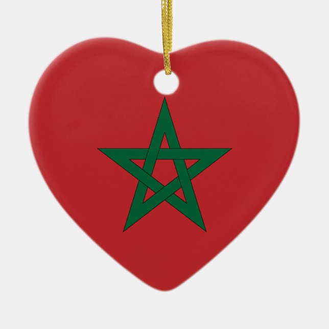 Marocko Flagga Heart Ornament (Framsidan)