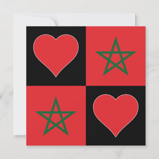 Marocko Flagga Heart Patriotic Moroccan Hälsning Kort (Framsida)