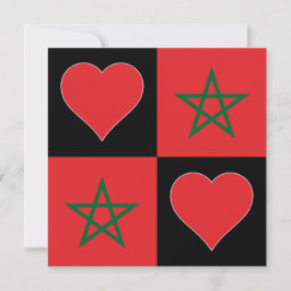 Marocko Flagga Heart Patriotic Moroccan Hälsning Kort