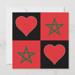 Marocko Flagga Heart Patriotic Moroccan Hälsning Kort