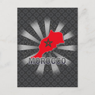Marocko Flagga Karta 2.0 Vykort