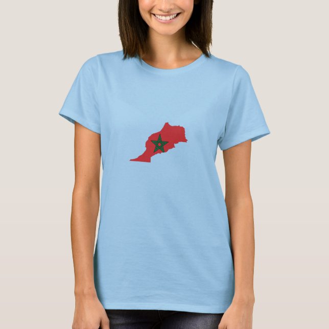 Marocko Flagga Karta T-shirt (Framsida)