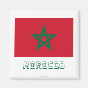 Marocko flagga med namn magnet