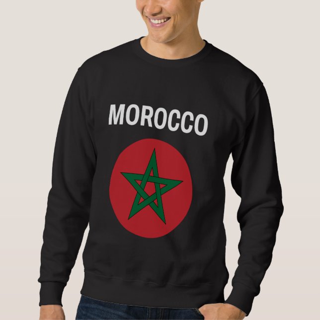 Marocko Flagga Modern Lång Ärmad Tröja (Framsida)