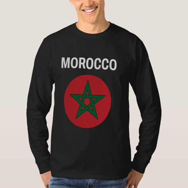 Marocko Flagga Modern T Shirt (Framsida)