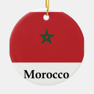 Marocko flagga och namn julgransprydnad keramik