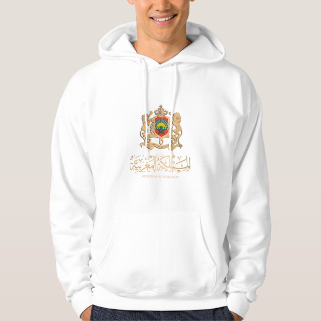 MAROCKO FLAGGA PÅ GULD EMBLEM ش ع ا ر ا ل م period Hoodie (Framsida)