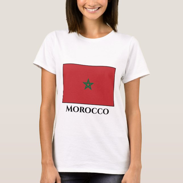 Marocko Flagga T Shirt (Framsida)