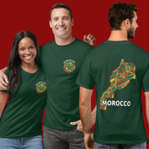 Marocko Fullständig Karta Dubbelsidig Flagga Kultu T Shirt