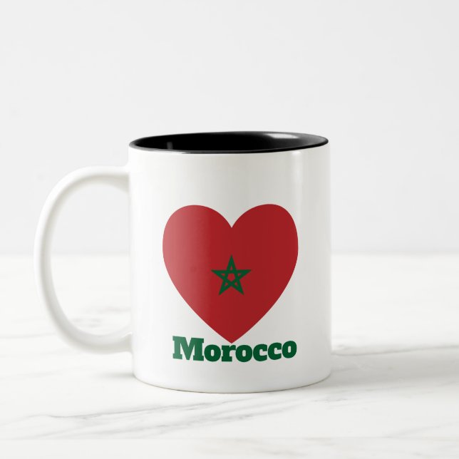 Marocko Heart Flagga Två-Tonad Mugg (Vänster)