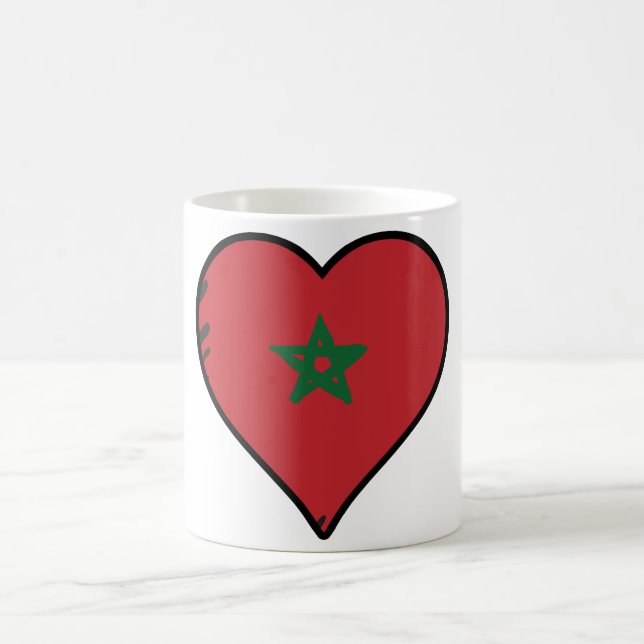 Marocko Heart Moroccan Flagga Kaffemugg (Center)