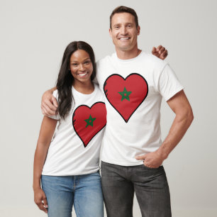 Marocko Heart Moroccan Flagga T Shirt