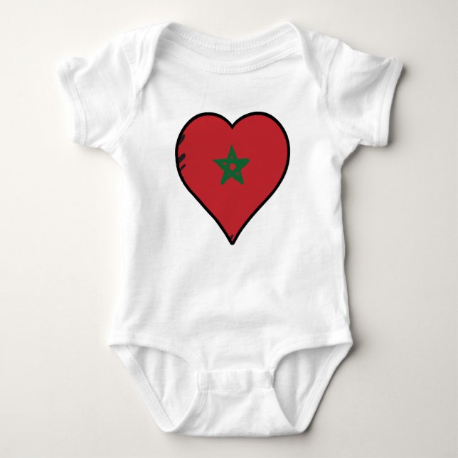 Marocko Heart Moroccan Flagga T Shirt (Framsida)
