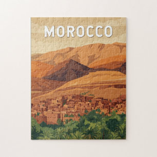 Marocko Illustration Resa Konst Vintage Pussel