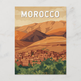 Marocko Illustration Resa Konst Vintage Vykort