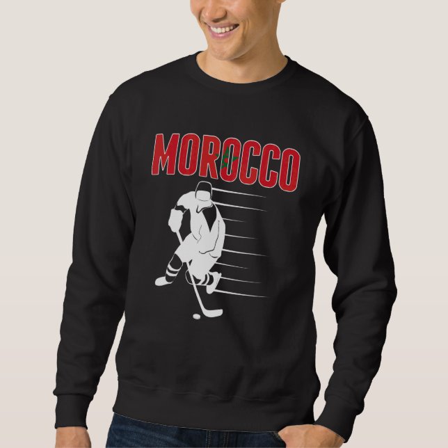Marocko Ishockey   Marockanska Hockeylaget Support Lång Ärmad Tröja (Framsida)