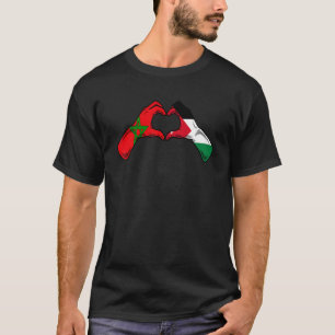 Marocko Jordan Flagga Moroccan Jordanian Heart T Shirt