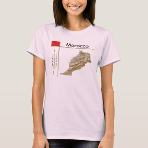 Marocko Karta + Flagga + Avdelning T-Shirt