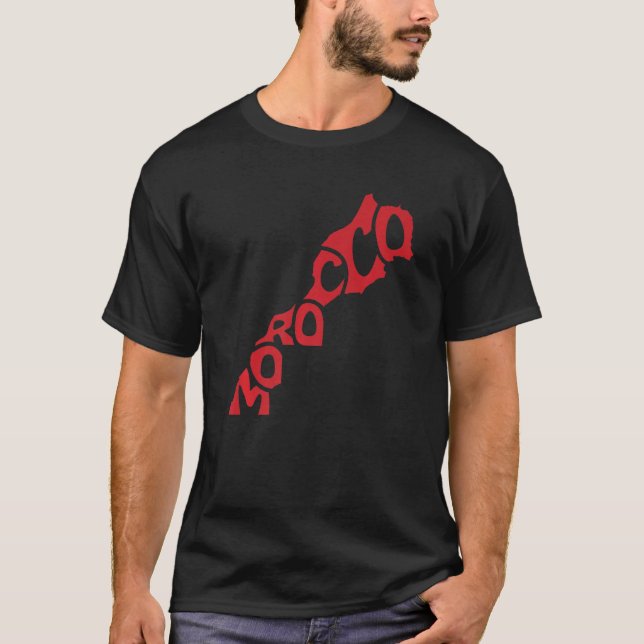 Marocko Karta Flagga Maroc Moroccan Flagga T Shirt (Framsida)