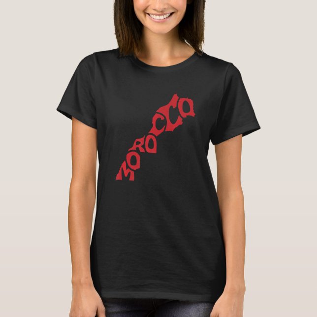 Marocko Karta Flagga Maroc Moroccan Flagga T Shirt (Framsida)