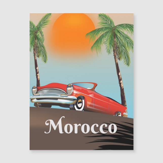 Marocko Klassisk röd bil reseposter (Framsida)