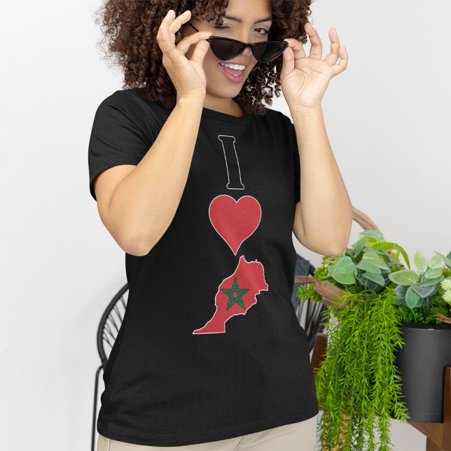 Marocko Lodrät I Kärlek marockanska Flagga-kvinnor T Shirt (Skapare uppladdad)