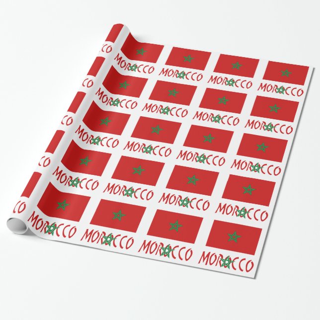 Marocko Marockansk Flagga Klinker Svart Personalis Presentpapper (Utrullad)