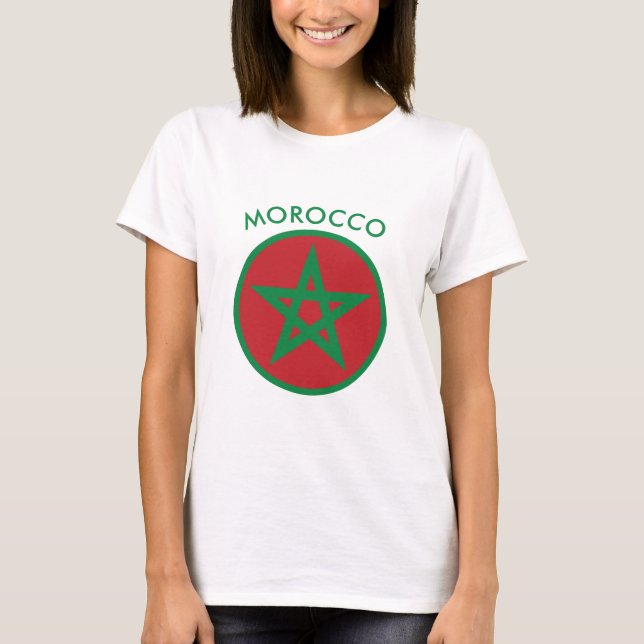 Marocko - Marockansk Flagga Kvinnor T-Shirt. Tee Shirt (Framsida)